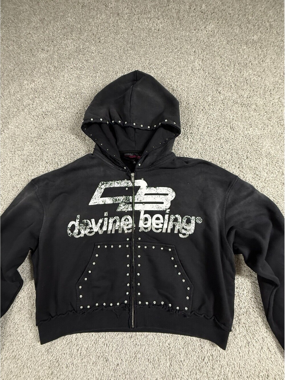 NWOT Statement In Silence Street Wear Women’s Hoodie Cropped Oversized XS Black